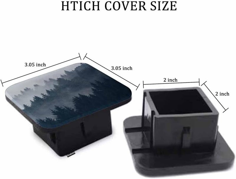 Beabes Rubber Hitch Tube Cover Foggy Forest Misty Mountain Spruce Trees Morning Standard 2" Trailer Hitch Receiver Covers for Man Woman, Tow Hitch Covers for Pickups Trucks Cars - Image 2